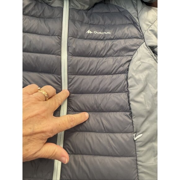 Quechua DECATHLON Women’s Blue DOWN Puffer Jacket Coat Sz S Zip Thin But Warm‎ - Picture 14 of 16